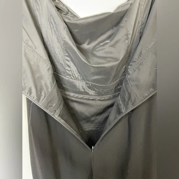 Trina Turk Edda Jumpsuit Sz 8 Satin Trim Wide Leg Strapless in Black Evening